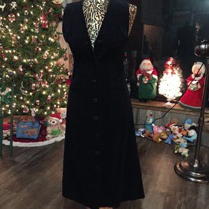 Vintage Talbots black velvet button up sleeveless holiday dress
